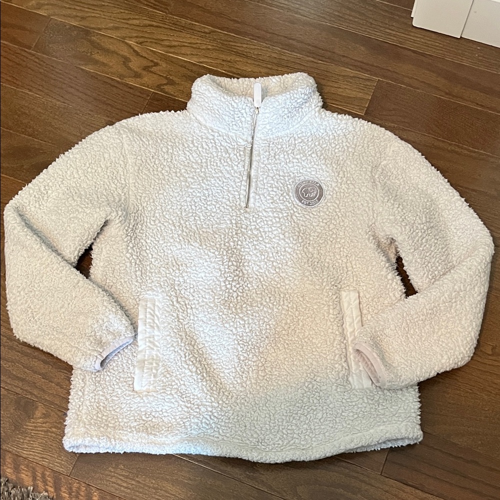 ivory ella Cozy White woman's Fleece Pullover sz sm